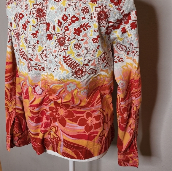 Chico's floral shacket. Orange cream.  Size 1 or 8. - Picture 4 of 14